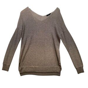 Fate. Womens  Knit Sweater Medium Taupe V-Neck Pullover